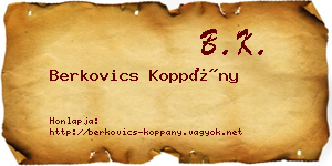 Berkovics Koppány névjegykártya
